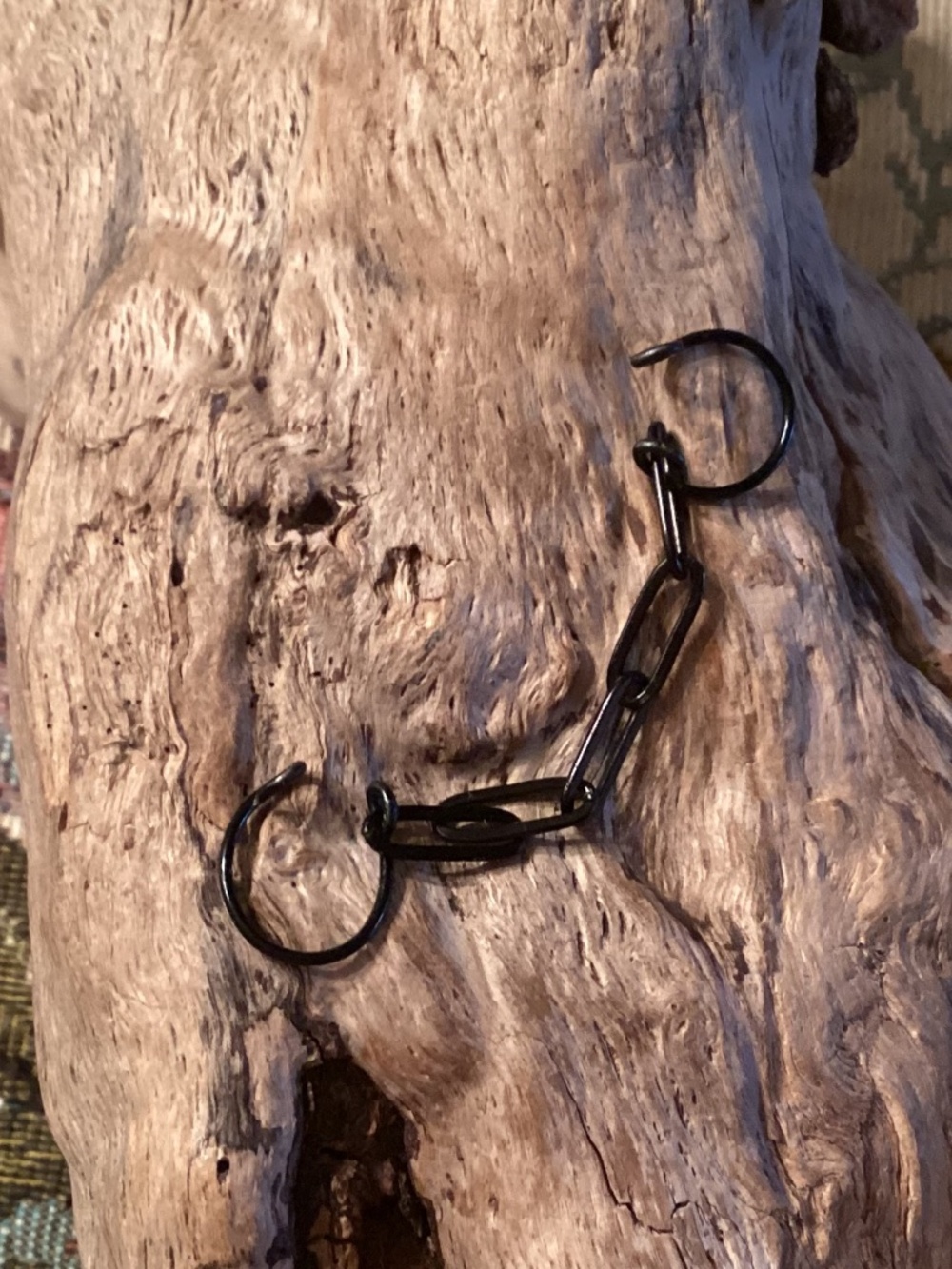 Double Fake Septum Nose Ring / Black Bridge Chain